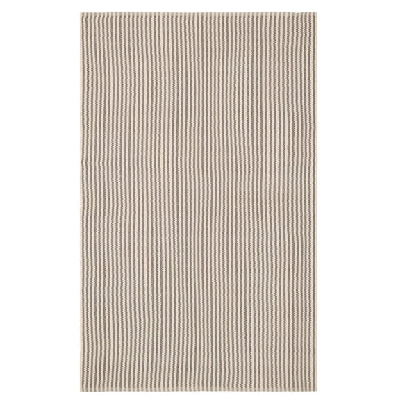 Pinstripe Grey/Ivory Handwoven Indoor/Outdoor Rug, 2'6" x 8' Runner