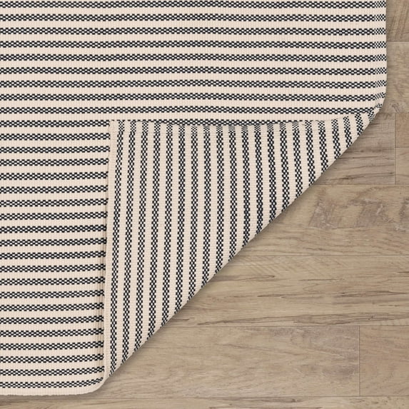 Pinstripe Navy/Ivory Handwoven Indoor/Outdoor Rug, 4' x 6'