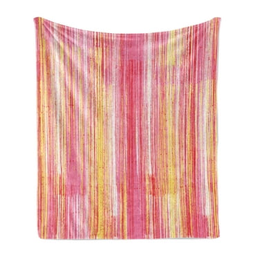 Pinstripe Soft Flannel Fleece Throw Blanket, Firework Inspired Flame Colors Blended Pastel Tone Lines Messy Design, Cozy Plush for Indoor and Outdoor Use, 50" x 60", Multicolor, by Ambesonne