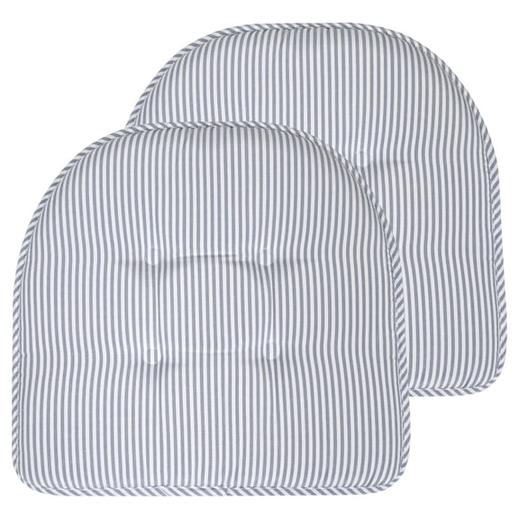 Pinstripe U Shaped Memory Foam Chair Pad Blue 2 Pack