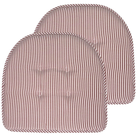Pinstripe U Shaped Memory Foam Chair Pad Burgundy 2 Pack
