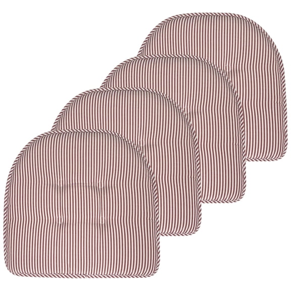 Pinstripe U-Shaped Memory Foam Chair Pad Burgundy 4-Pack