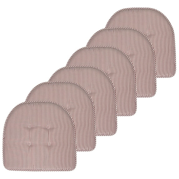 Pinstripe U-Shaped Memory Foam Chair Pad Burgundy 6-Pack