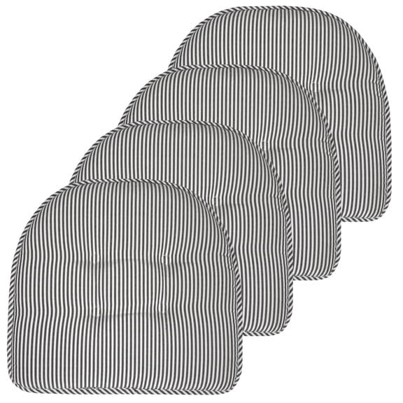 Pinstripe U-Shaped Memory Foam Chair Pad Charcoal 4-Pack