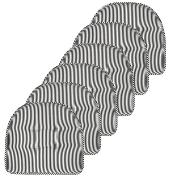Pinstripe U-Shaped Memory Foam Chair Pad Charcoal 6-Pack