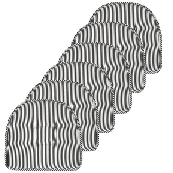 Pinstripe U-Shaped Memory Foam Chair Pad Charcoal 6-Pack