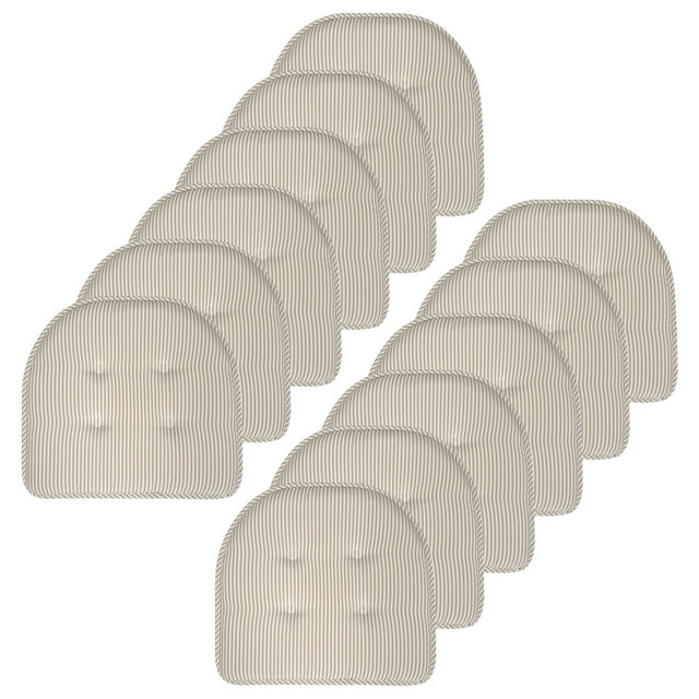 Pinstripe U Shaped Memory Foam Chair Pad Taupe 12 Pack