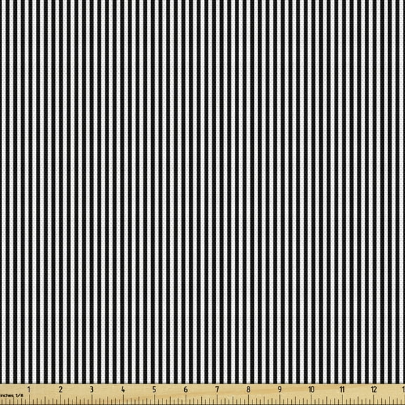 Ambesonne Pinstripe Fabric by the Yard Upholstery, Geometric Prehistoric Motif, 3 Yards, Black White