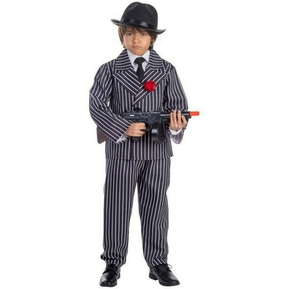Pinstriped Gangster Boys Costume, Medium - Age 8 to 10