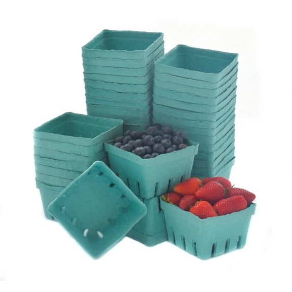 Pint Green Molded Pulp Fiber Berry / Produce Basket - 40 Pieces