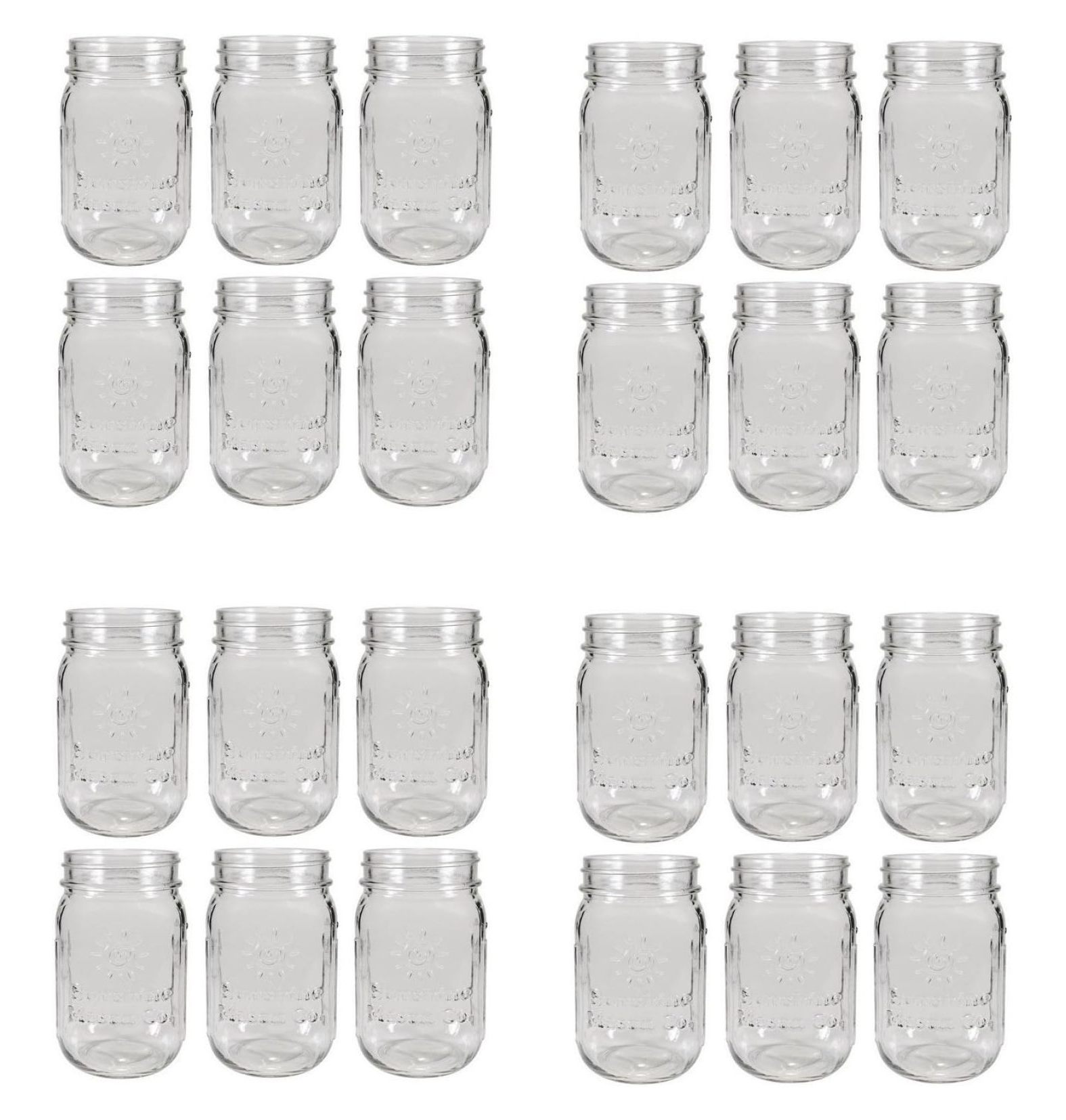 Pint Size (16 ounce, 473 mL) Regular Mouth Drinking Glass Mason Jars 24 ...