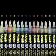 Pintar Acylic Paint Markers Glitter - Extra Fine Tip .7mm, 14 Pack - Stylus Paint Pens, Opague Japanese Ink, Multi-Surface, Premium Art Supplies