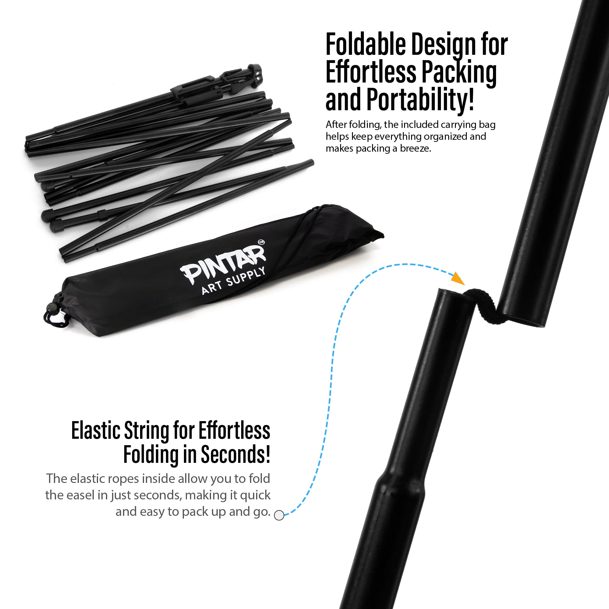 Pintar Easel Stand for Painting and Display - 63" Portable Metal Tripod Standing Art Easel with Bag, Foldable Easel Stand