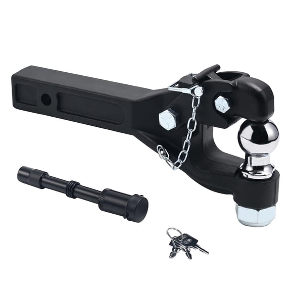 Pintle Hitch 15 ton with 2 Inch Hitch Ball Suitable for 2 Inch Pintle Hitch Receiver and Hitch Receiver Pin Lock Black Powder Coat 33000LB
