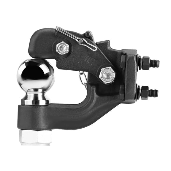 Pintle Hook 20000 lbs Towing Capacity 2-5/16 Inch Hitch Ball Fits 2.5 to 3 Inch Lunette Ring Mounting Kit Wear Resistant Black Powder Coat