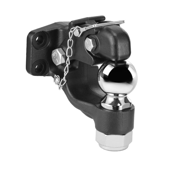 Pintle Hook 30000 lbs Capacity, 2-5/16" Hitch Ball, 2.5-3" Lunette Ring, Trailer Hitch Receiver - Heavy Duty Steel, Black Powder Coat