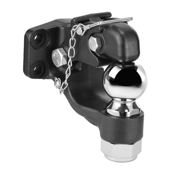 Pintle Hook, 30000 lbs Towing Capacity, Trailer Hitches Receiver Hook Combination 2-5/16-inch Hitch Ball, Fits 2.5 to 3-inch Lunette Ring with Mounting Kit, Wear-resistant, Black Powder Coat