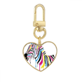 thumbnail image 1 of Pinto Animal Rainbow Color Gold Heart Keychain Metal Keyring Holder, 1 of 3