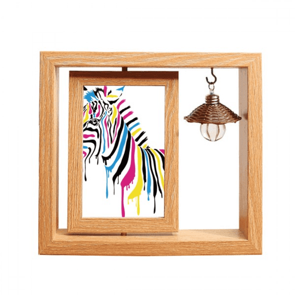Pinto Animal Rainbow Color Wooden Rotating Picture Photo Frame 4x6