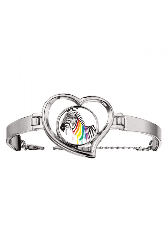 Pinto LGBT Rainbow Color Pattern Bracelet Heart Jewelry Wire Bangle