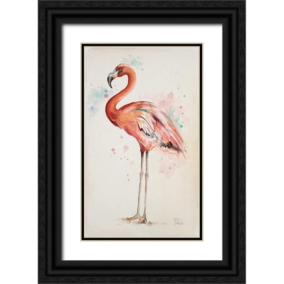 Pinto, Patricia 10x14 Black Ornate Wood Framed with Double Matting Museum Art Print Titled - Flamingo I