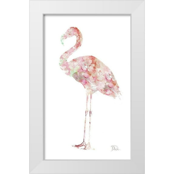 Pinto, Patricia 10x14 White Modern Wood Framed Museum Art Print Titled - Flowery Flamingo