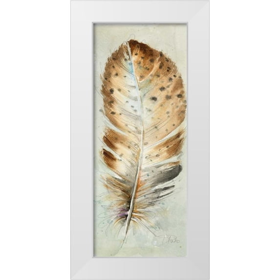 Pinto, Patricia 10x18 White Modern Wood Framed Museum Art Print Titled - Watercolor Feather III