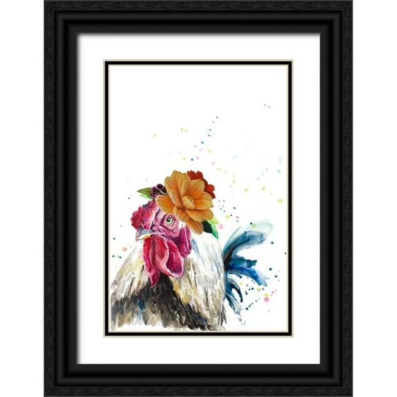 Pinto, Patricia 11x14 Black Ornate Wood Framed with Double Matting Museum Art Print Titled - Cute Chicken