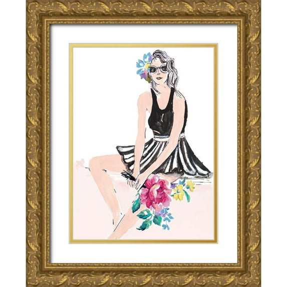 Pinto, Patricia 11x14 Gold Ornate Wood Framed with Double Matting Museum Art Print Titled - Pink Pop Girl