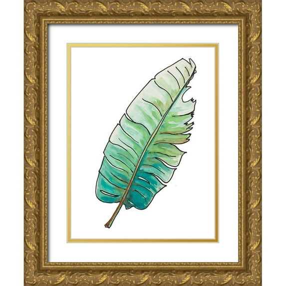 Pinto, Patricia 11x14 Gold Ornate Wood Framed with Double Matting Museum Art Print Titled - Travelers Palm Leaf
