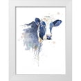 thumbnail image 1 of Pinto, Patricia 11x14 White Modern Wood Framed Museum Art Print Titled - Watercolor Blue Cow, 1 of 4