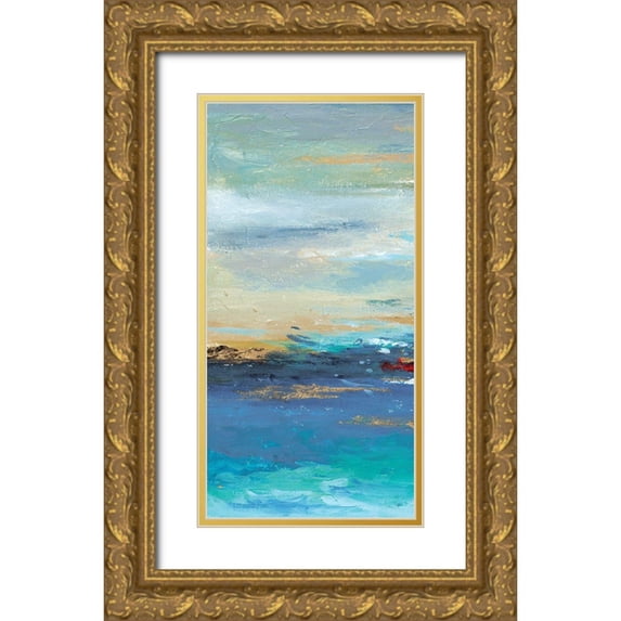 Pinto, Patricia 11x18 Gold Ornate Wood Framed with Double Matting Museum Art Print Titled - Sea Mystery Panel I