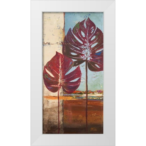 Pinto, Patricia 11x18 White Modern Wood Framed Museum Art Print Titled - Red Leaves II