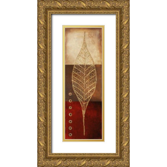 Pinto, Patricia 11x24 Gold Ornate Wood Framed with Double Matting Museum Art Print Titled - Fossil Leaves II