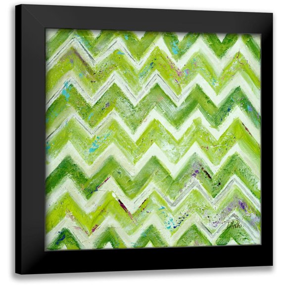 Pinto, Patricia 12x12 Black Modern Framed Museum Art Print Titled - Green Zig Zag