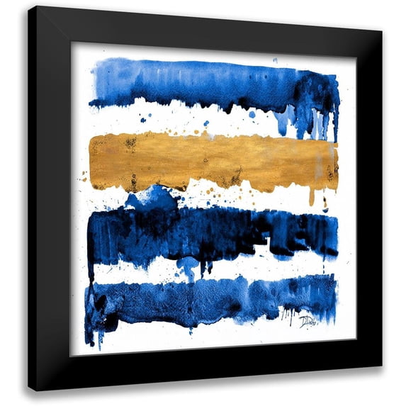 Pinto, Patricia 12x12 Black Modern Framed Museum Art Print Titled - Indigo Drips