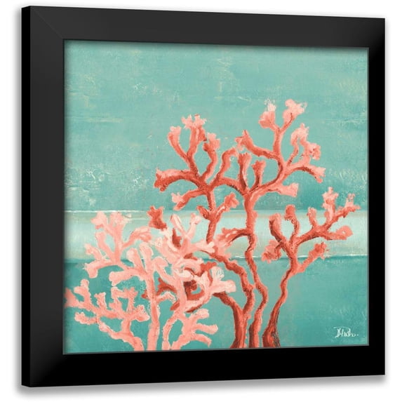 Pinto, Patricia 12x12 Black Modern Framed Museum Art Print Titled - Teal Coral Reef II