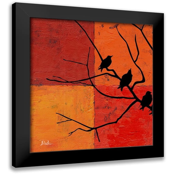 Pinto, Patricia 12x12 Black Modern Framed Museum Art Print Titled - Three Birdies I