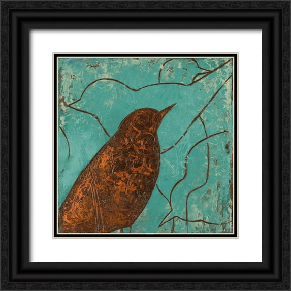 Pinto, Patricia 12x12 Black Ornate Wood Framed with Double Matting Museum Art Print Titled - Lovely Birds I