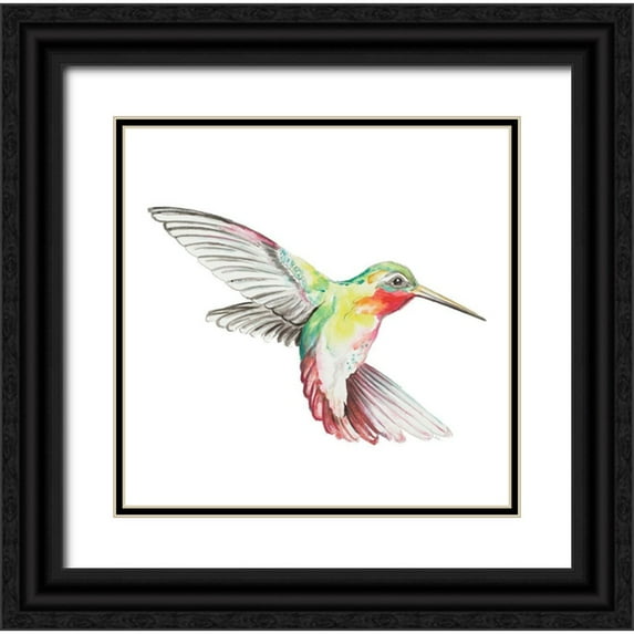 Pinto, Patricia 12x12 Black Ornate Wood Framed with Double Matting Museum Art Print Titled - New Hummingbird I
