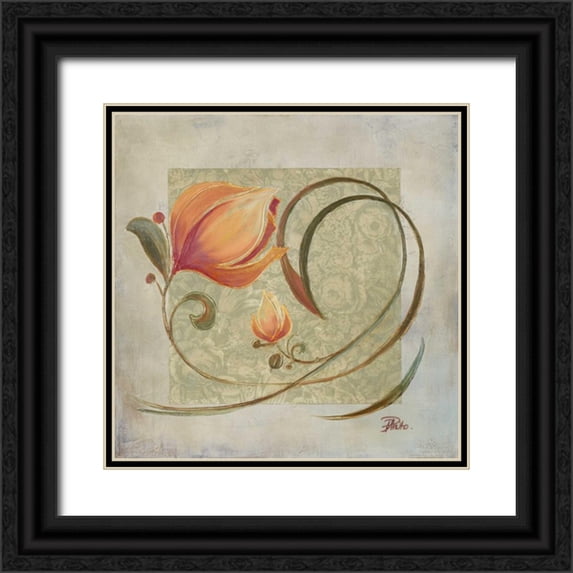 Pinto, Patricia 12x12 Black Ornate Wood Framed with Double Matting Museum Art Print Titled - Ornaments in Peach I