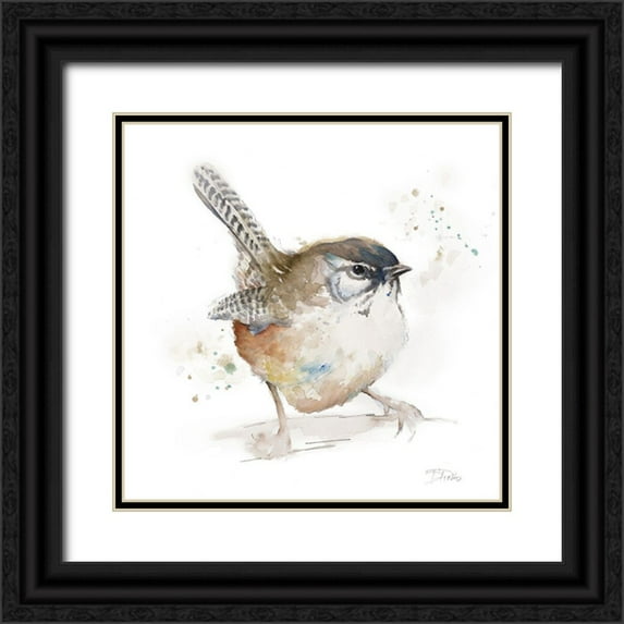 Pinto, Patricia 12x12 Black Ornate Wood Framed with Double Matting Museum Art Print Titled - Watercolor Mountain Bird I