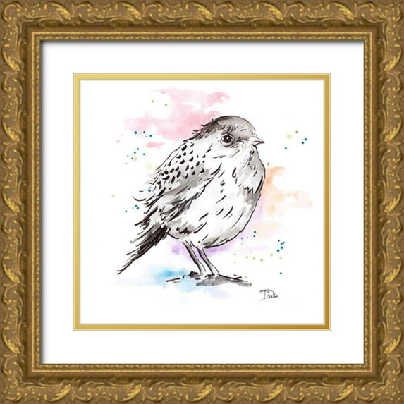 Pinto, Patricia 12x12 Gold Ornate Wood Framed with Double Matting Museum Art Print Titled - Bird Sketch III