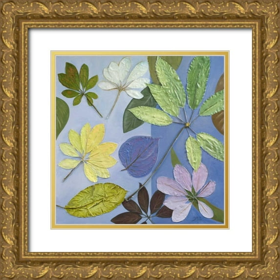 Pinto, Patricia 12x12 Gold Ornate Wood Framed with Double Matting Museum Art Print Titled - Blue Garden II