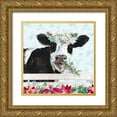 thumbnail image 1 of Pinto, Patricia 12x12 Gold Ornate Wood Framed with Double Matting Museum Art Print Titled - Holiday Crazy Cow, 1 of 4