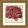 thumbnail image 1 of Pinto, Patricia 12x12 Gold Ornate Wood Framed with Double Matting Museum Art Print Titled - Marsala Peonies Square II, 1 of 4