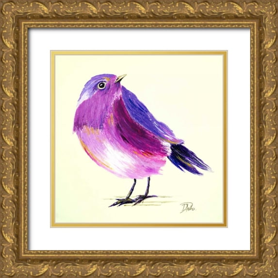 Pinto, Patricia 12x12 Gold Ornate Wood Framed with Double Matting Museum Art Print Titled - Purple Bird I