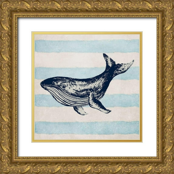 Pinto, Patricia 12x12 Gold Ornate Wood Framed with Double Matting Museum Art Print Titled - Surf Side Stripe IV