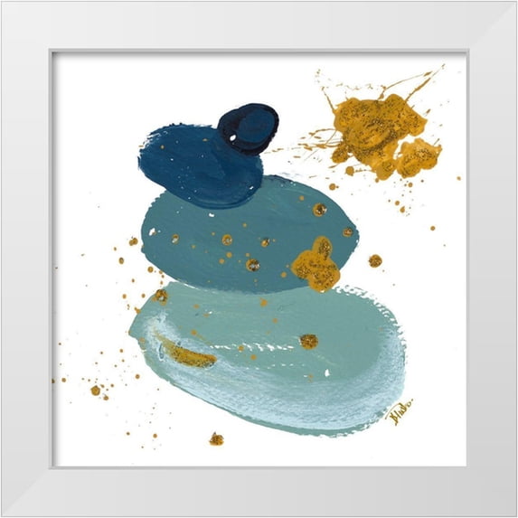 Pinto, Patricia 12x12 White Modern Wood Framed Museum Art Print Titled - Blue Stones Square