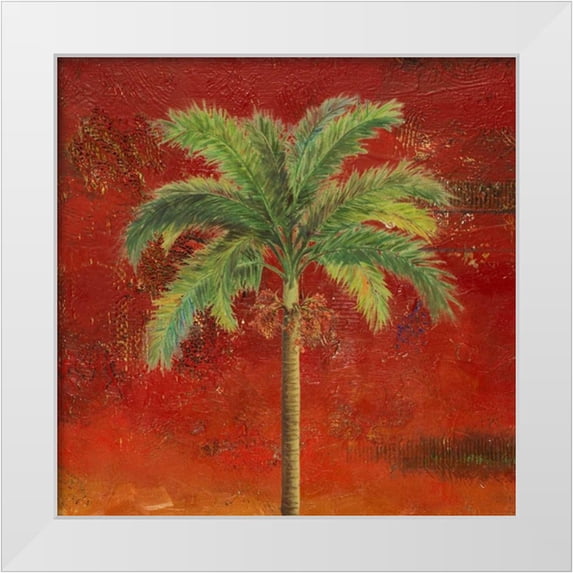 Pinto, Patricia 12x12 White Modern Wood Framed Museum Art Print Titled - La Palma on Red II